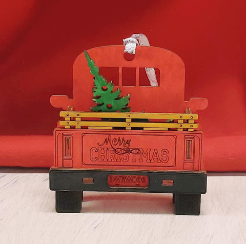 Vintage 3D Christmas Truck Ornament